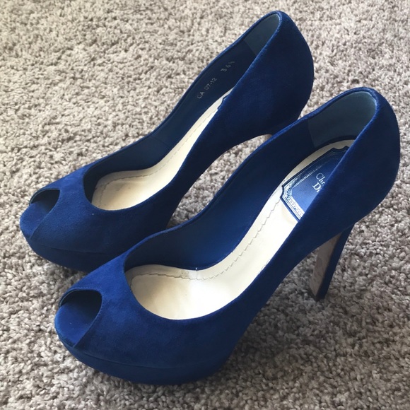 CHRISTIAN DIOR BLUE SUEDE PUMPS - Picture 1 of 5